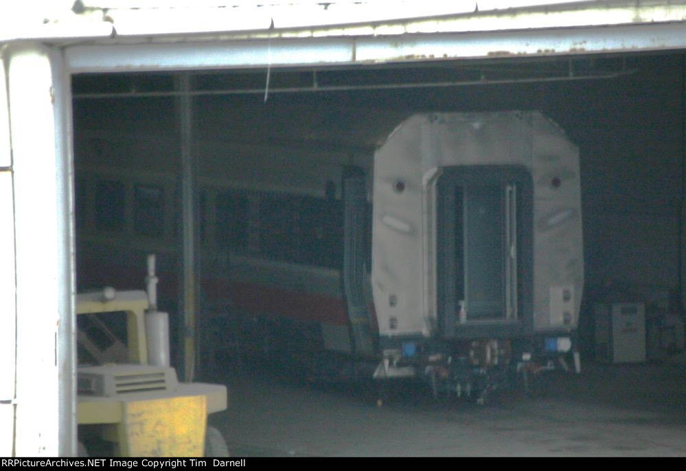New Amtrak coach here, was damaged during delivery I heard.